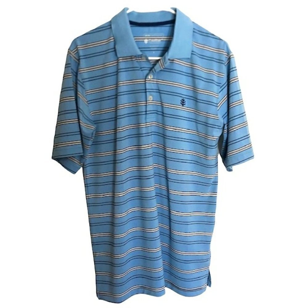 Coolibar Blue Striped Polo Shirt Small